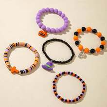 Conjunto de pulseras con cuentas con diseño de calavera de Halloween, pulseras únicas con encanto de ojo del diablo y murciélago