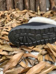 Dép đi tuyết lông, Giày bốt đế dày giữ ấm mũi chân ngoài trời/trong nhà mùa thu/đông mới - màu đen - Xem 6