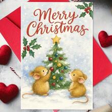 1pc Funny Christmas Card-With Festive Christmas Tree And Mouse Design- Perfect For Birthdays, Anniversaries, And Celebrations- With Thoughtful Gift Ideas, Including Envelopes, Paper Materials, No Need For Batteries, Christmas Christmas Cards, Christmas Cards With Envelopes, Funny Christmas Cards, Christmas Cards Christmas Cards Funny, Christmas Cards Glittery, Pop Up Christmas Cards, Christmas Card For Special Cousins, Christmas Pop Up Cards