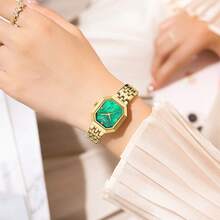 CURREN Women's Wristwatch, Elegant Quartz Watch, Rectangular Dial, Stainless Steel Band, Vintage Minimalist Style Dress Watch - Multicolor - View 4