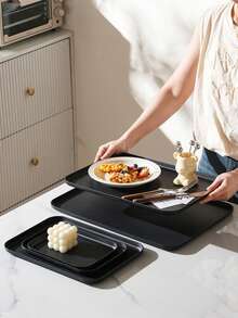 Rectangular Trays Available In Large, Medium, And Small Sizes, Plastic Restaurant Dining Plates, Household Cups, Tea Trays, Fast Food BBQ Plates, Kitchen Supplies Suitable For Everyday Family Life, Festive Parties, Christmas, And Essential Items For Holidays.