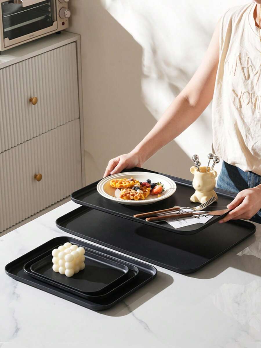 Rectangular Trays Available In Large, Medium, And Small Sizes, Plastic Restaurant Dining Plates, Household Cups, Tea Trays, Fast Food BBQ Plates, Kitchen Supplies Suitable For Everyday Family Life, Festive Parties, Christmas, And Essential Items For Holidays.