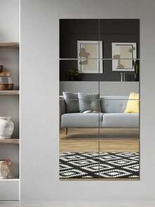 Juego de 4/8 piezas de azulejos de espejo acrílico 3D - a prueba de roturas, autoadhesivos para decoración de sala de estar, dormitorio, oficina, cocina - superficie pulida, fácil instalación, sin necesidad de electricidad