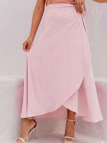 Women's Wrap Skirt With Viscose Lining - Baby Pink - View 1