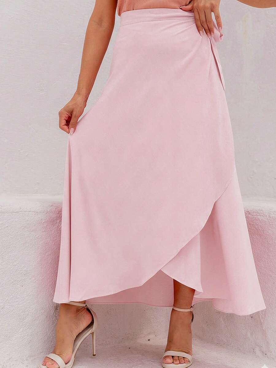 Women's Wrap Skirt With Viscose Lining - Baby Pink - View 1