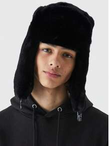 قبعة رجالية من الفرو الاصطناعي، قبعة شتوية روسية مع إبزيم، قبعة دافئة للشتاء للتزلج والدراجات، مع أذرع واقية للأذن