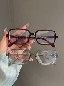 1pc Retro Red Rectangle Non-Prescription Glasses Glasses, Blocking Harmful Light, Protecting Eyes For Shopping, Reading, Computer, Phone And Daily Wear - Trong sáng - Xem 4
