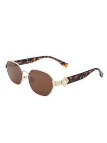 Gafas poligonales de moda para mujer, gafas con estampado de leopardo retro, gafas de estilo callejero para mujer, accesorio de vestir elegante de alta gama