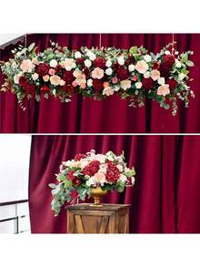 25Pcs Burgundy Red Hydrangea Flowers Artificial Flowers Heads Bouquet, Faux Hydrangea Flowers, Artificial Full Flowers Heads With Stems For Wedding Centerpieces, Home, Garden, Baby Shower, Party Supply, Garland Decor, Bridal Holding Bouquet Decor, DIY Wreath Xmas Tree Decorations, Thanksgiving Halloween Christmas Decor, Arch Background Decoration, DIY Flower Arrangements, For Women Girls Gift