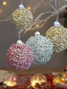 4 buc - Ornamente de Crăciun cu globuri, Decorațiuni de Crăciun, Globuri de Crăciun, Decorațiuni de nuntă, Petrecere, Sărbători, Decorațiuni de masă pentru brad mic