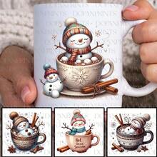 Hot Cocoa Season, Holiday Christmas Mug Sublimationundle Snowman Hot Chocolate Mug, Cozy Winter Coffee Cup - White - View 3