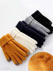 1 Pair Unisex Winter Warm Touchscreen Gloves, Thickened Anti-Slip Knitted Gloves For Cycling Driving, Outdoor Sports, Suitable For Men And Women - Multicolor - View 7