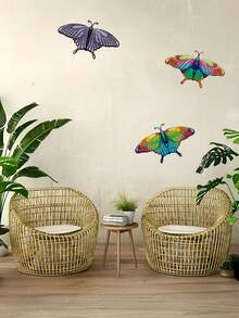 1 pieza Decoración de pared de mariposas de metal - Arte de pared de mariposas realistas, esculturas colgantes para decoración interior o exterior, patio, valla, jardín