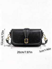 Women's Bag 2025 Autumn New Product Tofu Bag Black Buckle Detail Shoulder Crossbody Bag Versatile Small Square Bag For Work Commute Shopping Date(Without A Gift Bag)