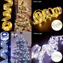 1 pieza Luces de cinta navideña, decoración de copos de nieve y corona - Alimentadas por batería (sin enchufe), luces LED blancas cálidas y azul frío, luces de cinta de plástico, adecuadas para árbol interior, escaleras, decoración de fiestas - Instalación fácil, baterías no incluidas, iluminación navideña, diseño ligero, excelente para compradores navideños y decoración del hogar, decoración navideña, decoración XMAS, decoración del árbol de Navidad, regalo, decoración de Acción de Gracias, boda, decoración del hogar, decoración de otoño, decoración de cumpleaños para regalos, suministros para fiestas, interior, exterior, jardín, decoración de festivales, decoración de Halloween, decoración de pared, adornos de Halloween