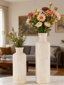 Vase en céramique blanche, décoration d'intérieur minimaliste et moderne, vase à herbes pour table à manger, étagère, porche et centre de table, style bois, vase/pot à fleurs de style bohème. Accessoires décoratifs minimalistes, décoration d'intérieur moderne pour salons et chambres à coucher, décoration centrale, cadeaux pour la fête des mères, cadeaux de remise des diplômes, décorations de mariage, vase en verre pour la décoration de la pièce