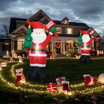 6 英尺充气圣诞老人户外装饰，内置 LED 灯，用于庭院装饰的充气圣诞老人，充气圣诞装饰，适用于室内、室外、花园、草坪、冬季装饰
