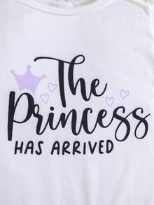 2pcs Baby Girls' Heart & Letter Print Long Sleeve Jumpsuit, All Season - Purple - View 4