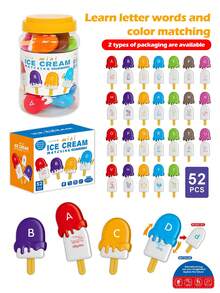 1 Set Montessori Ice Cream Alphabet Matching Game - Early Learning Educational Toys For 2-4 Year Olds, ABC Recognition & Fine Motor Skills Development, Color Sorting & Counting, Educational Toy ,Christmas/Birthday Gift For Kids