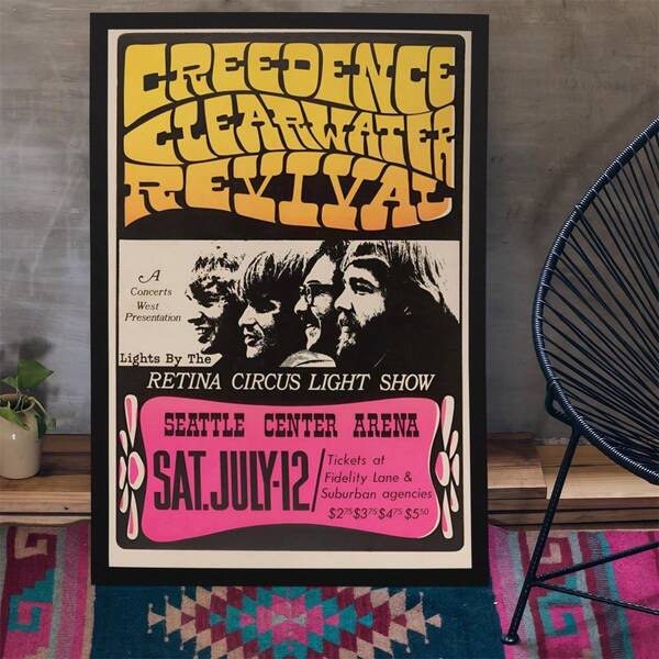 1 قطعة ملصق حفلة موسيقية من عام 1969 بدون إطار لفرقة Creedence Clearwater Revival. موقع من قبل Conklin. ملصق موسيقي. ملصق قديم. ملصق حفلة.