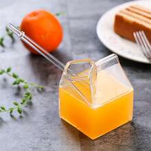 1 chiếc cốc sữa hình hộp sữa sáng tạo, bình nước thủy tinh trong suốt, thích hợp đựng nước ép, cà phê, trà, quà tặng sinh nhật và quà Giáng sinh. - Xem 4