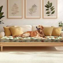 HANDONTIME 8Pcs Patio Cushion Covers Stretch Outdoor Couch Cover Cushions Outdoor Furniture Waterproof Patio Furniture Cover Pets Sofa Covers Washable (Khaki,Cover Only) - C:花葉 - 查看 7