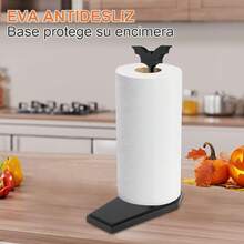 Portarrollos de Papel para Cocina en Acero Inoxidable - Soporte Estable con Base Pesada para Encimera - Dispensador de Toallas Fácil de Usar para Hogar, Baño y Decoración para Cocina (Negro) - Negro profundo - Ver 7