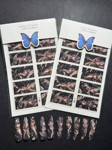 2 Packungen Luxus Designer Original Design Japanischer Chinesischer Stil Dunkel Horror Stil Komplette Nagel Aufkleber L-084