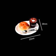 Dollhouse Miniature Food Play Coffee Sandwich Cake Beverage Set Mini Restaurant Breakfast Afternoon Tea Desktop Decoration