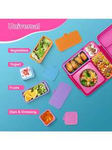 1个3.5盎司/7盎司防漏硅胶食品储物盒 - 方形硅胶零食/调味品/酱料杯，可重复使用午餐盒，适用于洗碗机/微波炉/冰箱，防漏便当盒，返校季必备 - 彩色 - 查看 12