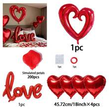 Conjunto de balões para o Dia dos Namorados com 1 peça, incluindo a palavra "LOVE", um balão vermelho vazado em formato de coração de 40 polegadas e um balão metalizado vermelho em formato de coração de 18 polegadas. Ideal para o Dia dos Namorados, chá de panela, pedido de casamento, festa de noivado, decoração de aniversário, decoração de casamento, artigos para festas e decoração de casa. - Multicolorido - Ver 8