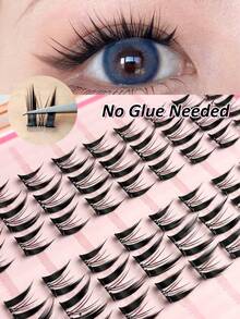 Sibeuna Rikuaild 60/120/180 Cluster Eyelash Extensions, C 0.07 Natural Style, DIY Eyelash Extension, Cosplay False Eyelashes, 10 Rows No Glue Needed, Natural Long False Eyelash Cluster For Women, Party & Club Makeup Tools - C - 查看 1