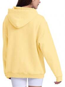 FAIABLE Mens Hoodies Oversized Unisex Wash Hoodie Heavyweight Fleece Vintage Cotton Sweatshirt Men Women Streetwear - Butter Yellow - 查看 4