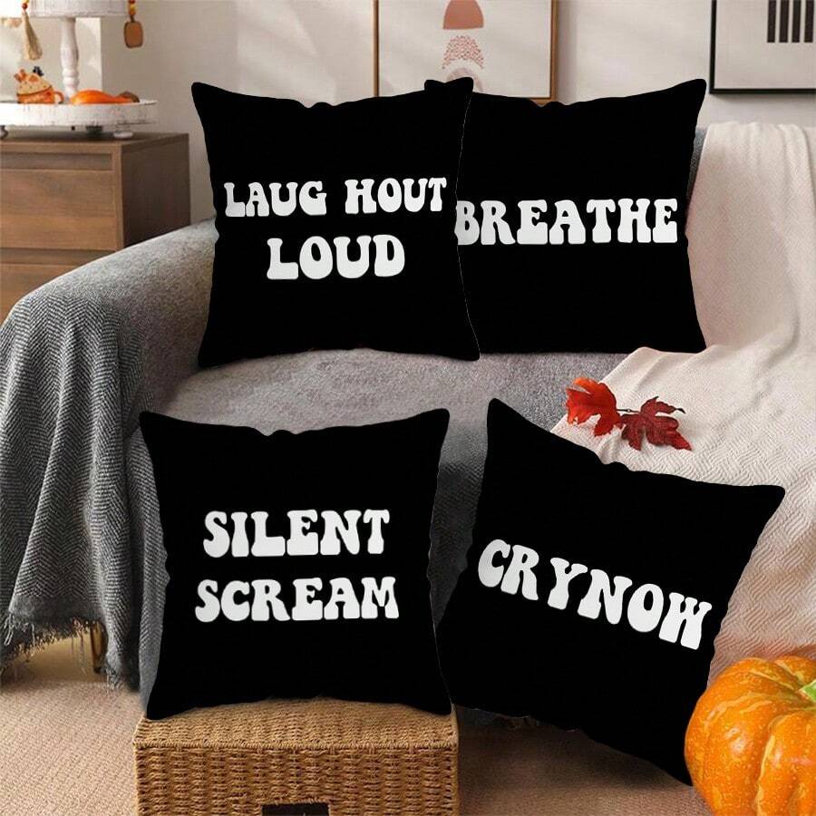 TOPSSCTR 1 Stück zeitgenössischer "Schrei hier" Lustiger Kissenbezug, humorvolle Heimdekoration Kissenhülle, mit Reißverschluss für Sofa, Bett, Auto, maschinenwaschbar, Polyester, einseitig bedruckt