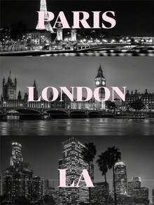 1pc Unframed, Fashionable Girlish Blush Pink Gallery, Zebra New York Paris Los Angeles London Poster, Preppy Aesthetic Wall Painting, Leopard Print Fashion High Heels Print