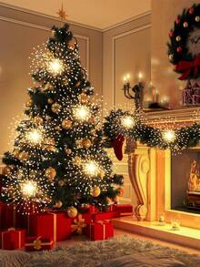 1PC LED Copper Wire Fireworks Hanging Light, Christmas Decoration Light String, Outdoor Decoration Color Light Remote Control Gift Flower Light String, Holiday And Birthday Party Decoration, Home, Living Room, Bedroom Decoration Light, Hanging Fireworks Light - Cylindrical Battery Box + Remote Control - View 7