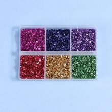 1 طقم/6 ألوان مواد حشو راتنج الإيبوكسي المسحوق من الزجاج والمعدن والحجر الملون لتزيين المناظر الطبيعية الصغيرة DIY (حوالي 45 جرام)