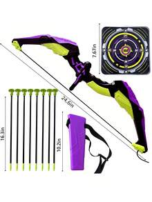 儿童弓箭套装 - 射箭玩具套装 - 含吸盘箭、靶子和箭筒，适合男孩女孩的室内外玩具，万圣节、感恩节和圣诞节儿童礼物