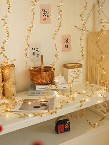 10米/5米/2米 迷人金箔仙女灯串，电池供电LED灯，室内装饰，完美适用于情人节、派对、婚礼装饰、卧室和儿童房、房间照明、派对装饰、情人节装饰、家居装饰、生日、情人节礼物、圣诞装饰品、圣诞树装饰 - 金色 - 查看 6