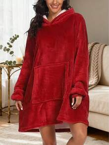 2/1pc Cozy Wearable Blanket Hoodie - Oversized Plush Sweatshirt With Sleeves And Huge Pockets, Warm Blanket For Men And Women, Perfect For The Couch Or Bed,Comfortable Flannel, A Must-Have For Halloween And Christmas, Nightgown, Warm And Cold-Proof ,Perfect For Home Decor Parties, And Christmas Gifts.Christmas Decor,Christmas,Christmas Decorations Home,Christmas Decorations Home