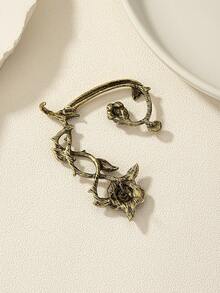 New Punk Style Earrings, Creative Gothic Dark Leaf Rose Flower Earrings For Women, Popular In Europe And America