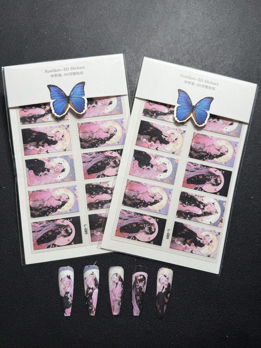 2packs Luxury Designer Original Design Japanese Style Sailor Style Moon Full Nail Sticker L-089
