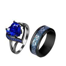 Women's Rings With  Purple & Blue Gemstones & Men's Stainless Steel Dragon Pattern Rings Stylish Couple Bands Suitable For Daily Couple Wear, Dating Matching & Holiday Gifts - Nhẫn nam thép không gỉ họa tiết rồng màu đỏ - Xem 5