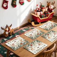 1 set/1 buc/4 buc/6 buc veselă de Crăciun cu model de fructe de pădure și elan, veselă termoizolantă, veselă din poliester lavabilă la mașină, veselă de protecție, decor central, decor zilnic pentru camera de zi a familiei, potrivită pentru decorarea întâlnirilor de grup