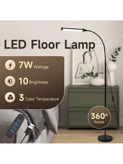 Eye Caring LED Vloer Lamp, USB Port, Bedroom Bedside Reading, Dimmable, St ing Moderne Minimalist Adjustable Lamp Living Room, Bedroom, Study, Creative Dimming Adjustment, Wand Lighting, Study/Reading Corner, Balcony/Leisure Photographer/Blogger, Rental Apartment/Small Space, Hotel/Homestay view 9