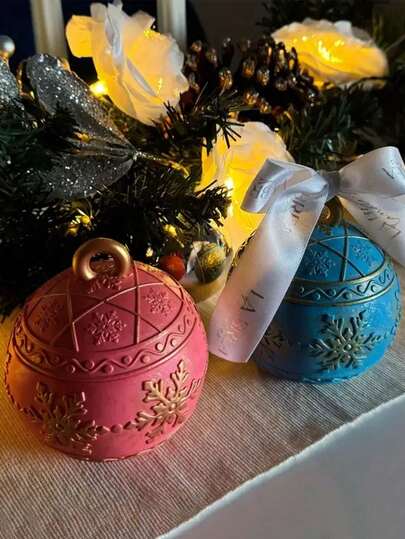 1 Set de molde de silicona con forma de bola de nieve y linterna para vela, molde de decoración navideña DIY para hacer frascos decorativos con relieve, molde de bola de nieve redonda de silicona para yeso, cemento, concreto y manualidades de fundición