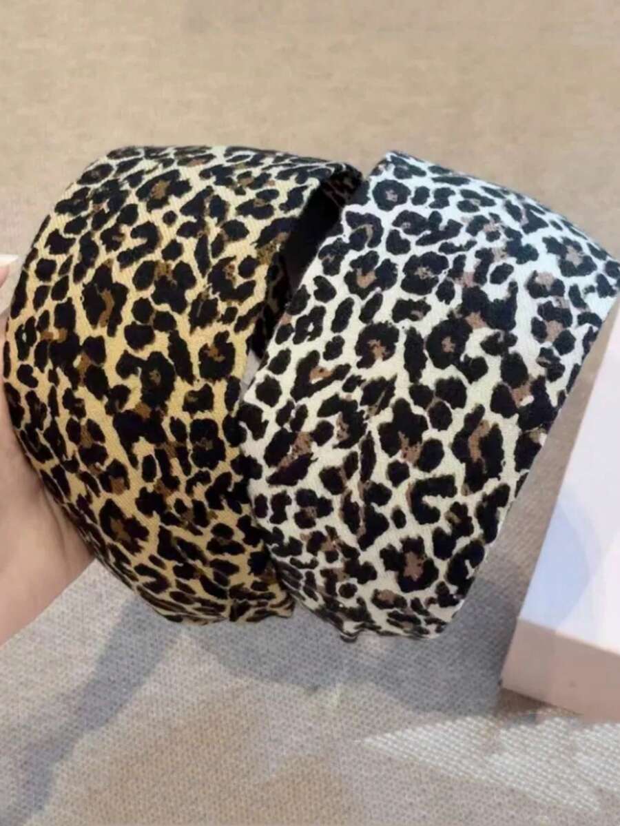 1pc Retro Fashionable Minimalist Leopard Print Wide-Brim Headband Hair Hoop Accessory For Women, Hair Band,