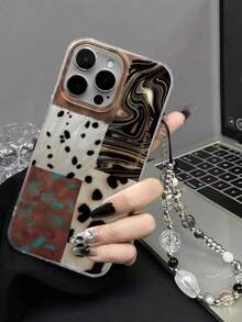 Plaid Painted Bracelet Strap, Elegant New Feather Chiffon Silver Bracelet Strap, Minimalist Fashion, Compatible With IPhone 16/ 16 Pro Max/ 15, Painted 15 Pro Max, Apple P13/P14 Phone Case, P11 Soft Shell P12 Anti-Fall XS.XR /78P.78GES2, A14/A15 S23U/A50 A12 A32 A52 A72 A51 A21S A13 A14 S22 Ultra S23 A33 A53 S20 FE, 13/ 15 Phone Case - Multicolor - View 6