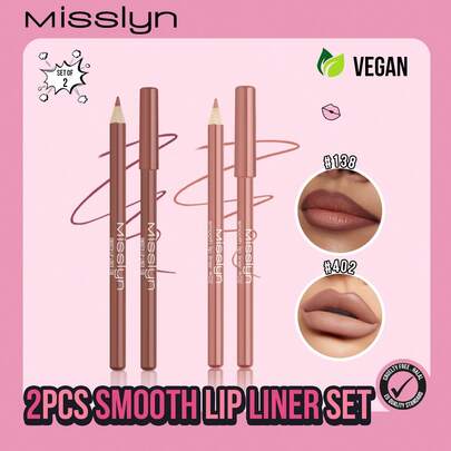  Bộ 2 bút kẻ môi MISSLYN, bút kẻ môi mịn, lớp trang điểm nền lâu trôi, màu sắc bền lâu, dễ sử dụng, bút kẻ môi, quà tặng trang điểm phong cách Y2K cho tiệc tùng, bãi biển, du lịch, cắm trại, hoạt động ngoài trời, mỹ phẩm thời trang hoa hồng cho năm mới, cosplay