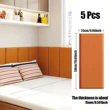 5 Packs 3D Self-Adhesive Wall Panels, 23.62in X 11.81in, Thickened Anti-Collision Peel And Stick Backrest, Bedroom Double Bed Headboard, Home Decor
